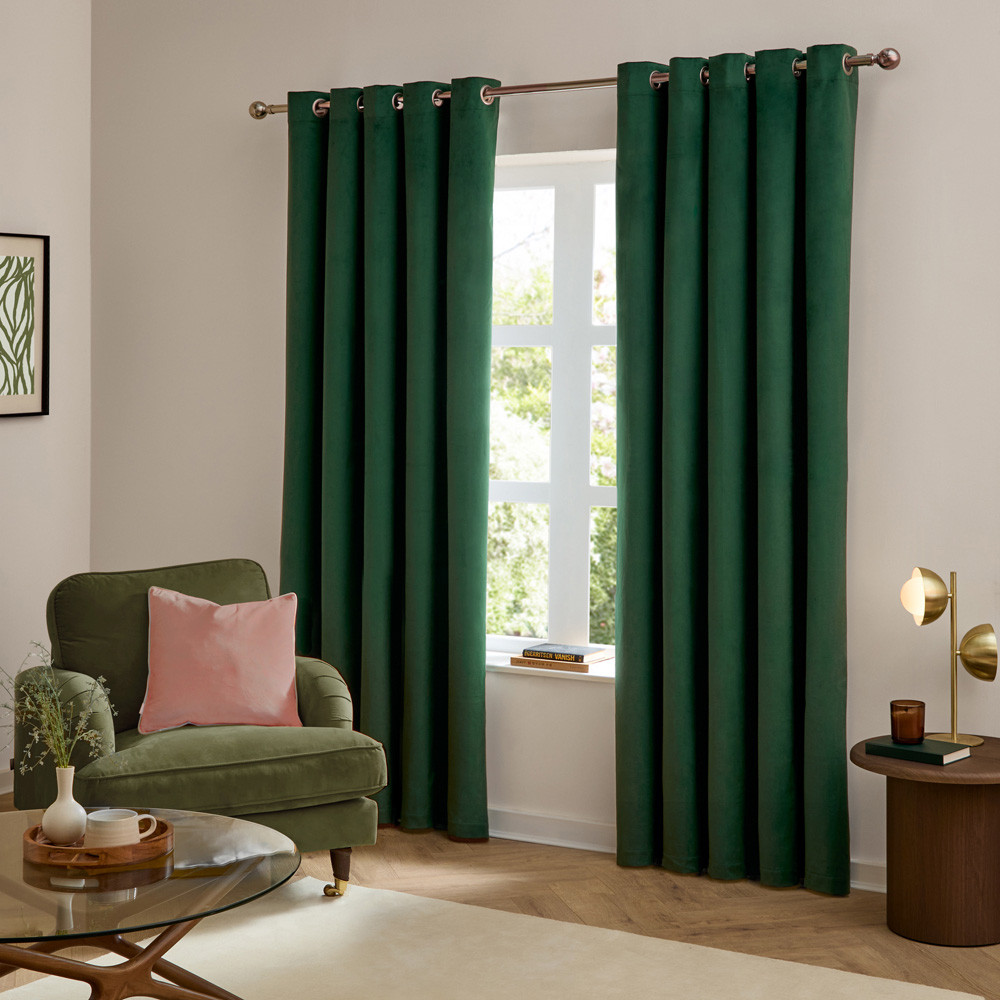 Furn The Ultimate Emerald Velvet Fully Lined Eyelet Curtains 229 x 183cm Image 5