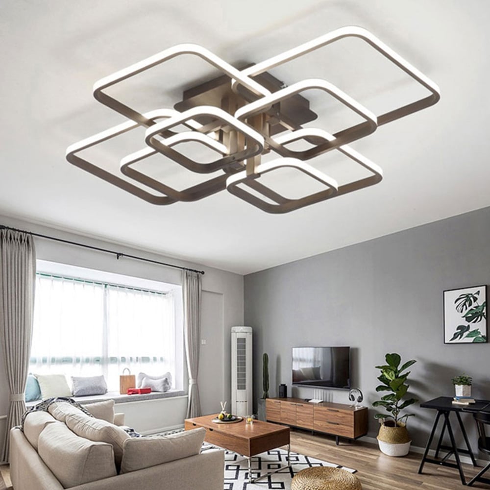 Living and Home White 8 Light Square LED Ceiling Light with Remote Image 2