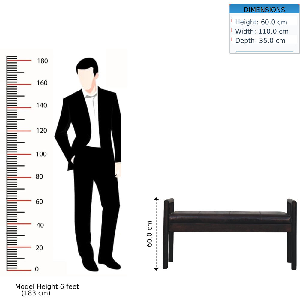 Artisan Furniture Black Upholstered Solid Wood Gridline Bench Image 9