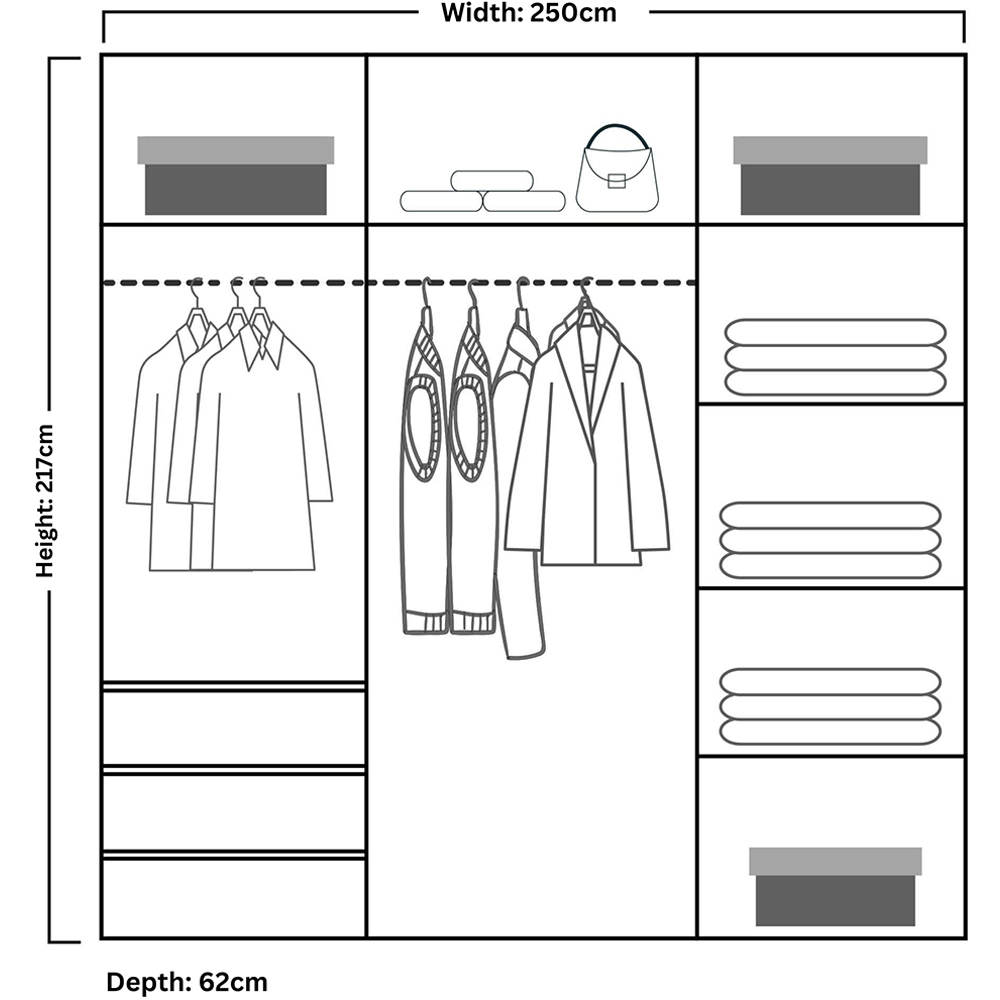 Sliding Wardrobes 4U Etna 3 Door Grey Full Mirrored Wardrobe 250cm Image 4