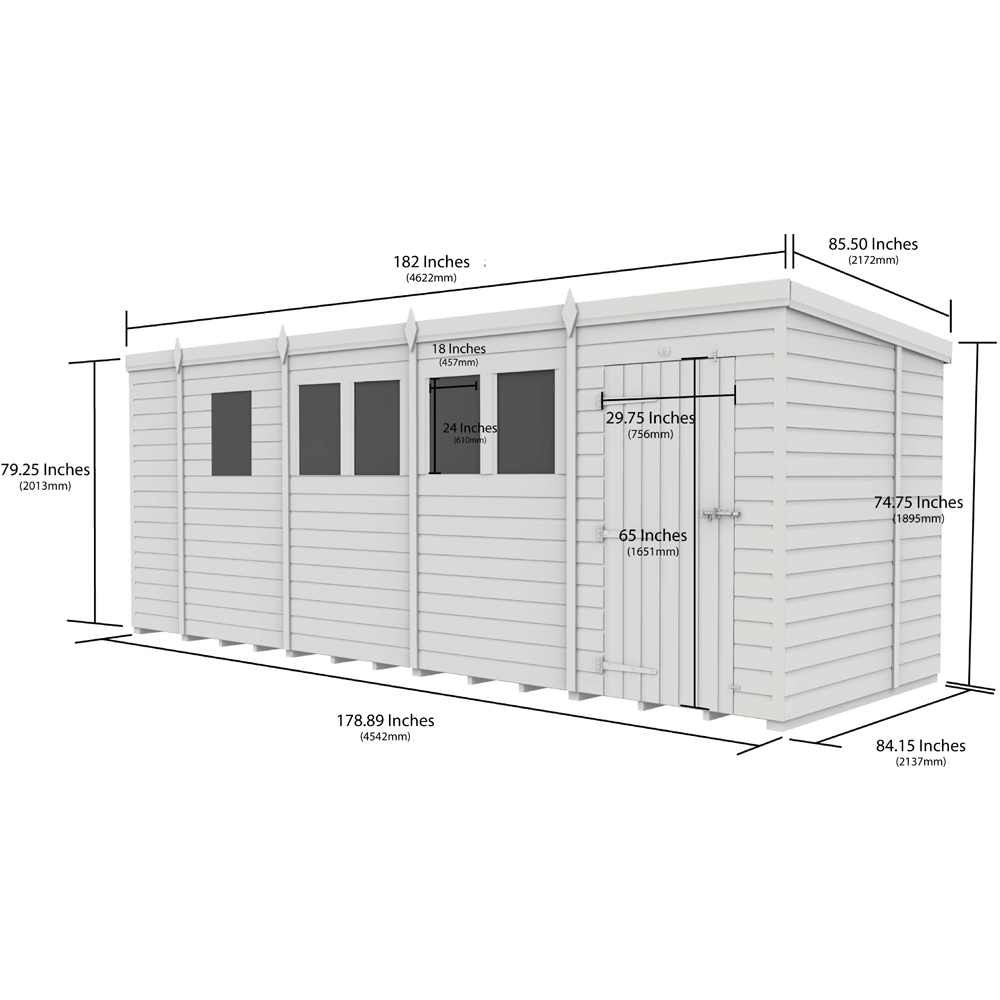 DIY Sheds 17 x 7ft Tongue and Groove Timber Pent Garden Shed Image 9