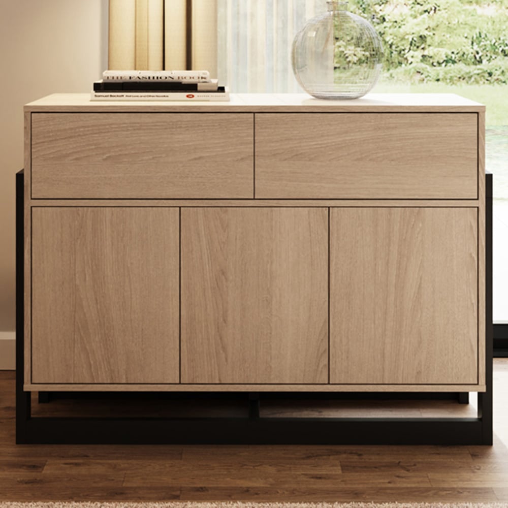 GFW Taite 3 Door 2 Drawer Oak Sideboard Image 1