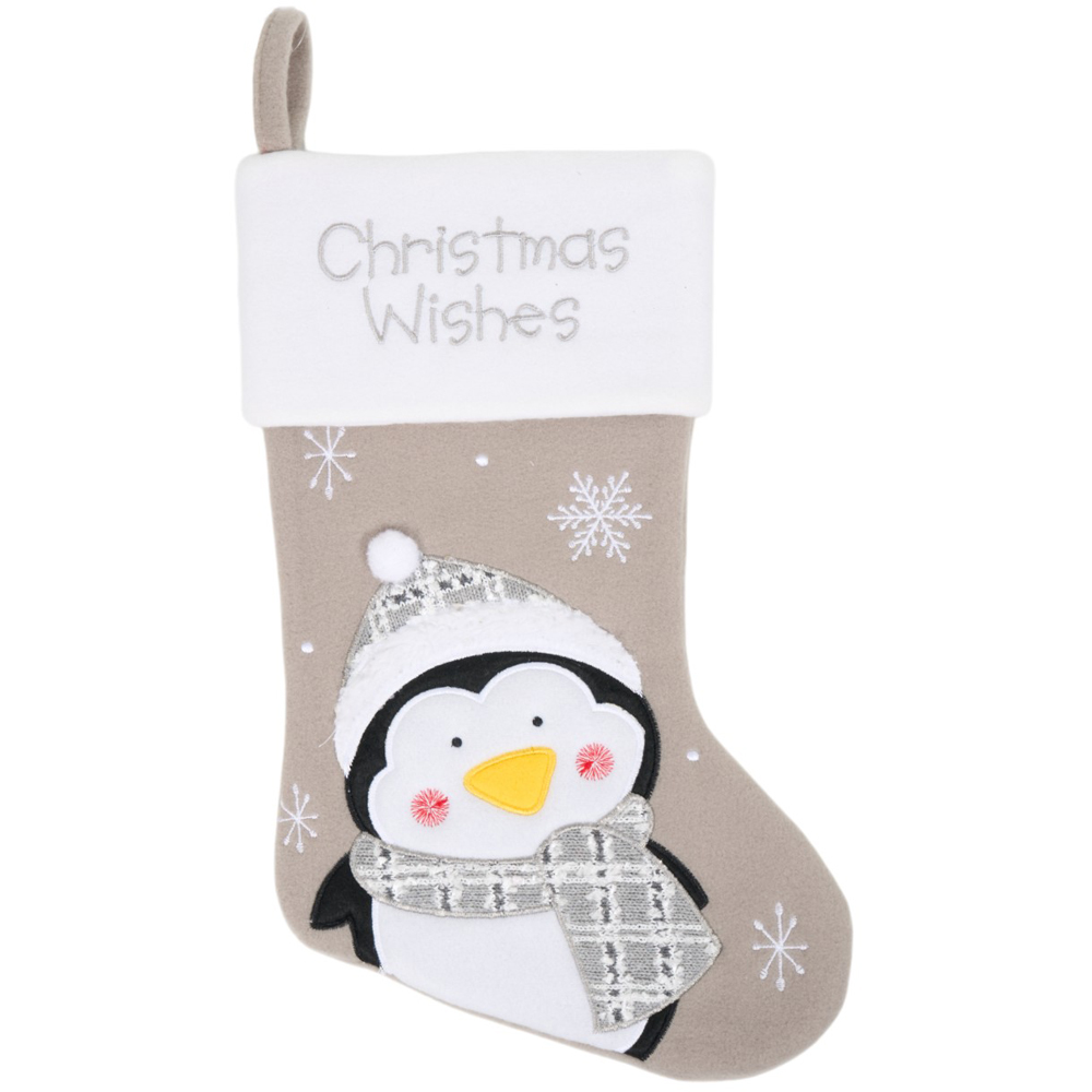 Grey Christmas Wishes Stocking Image 3