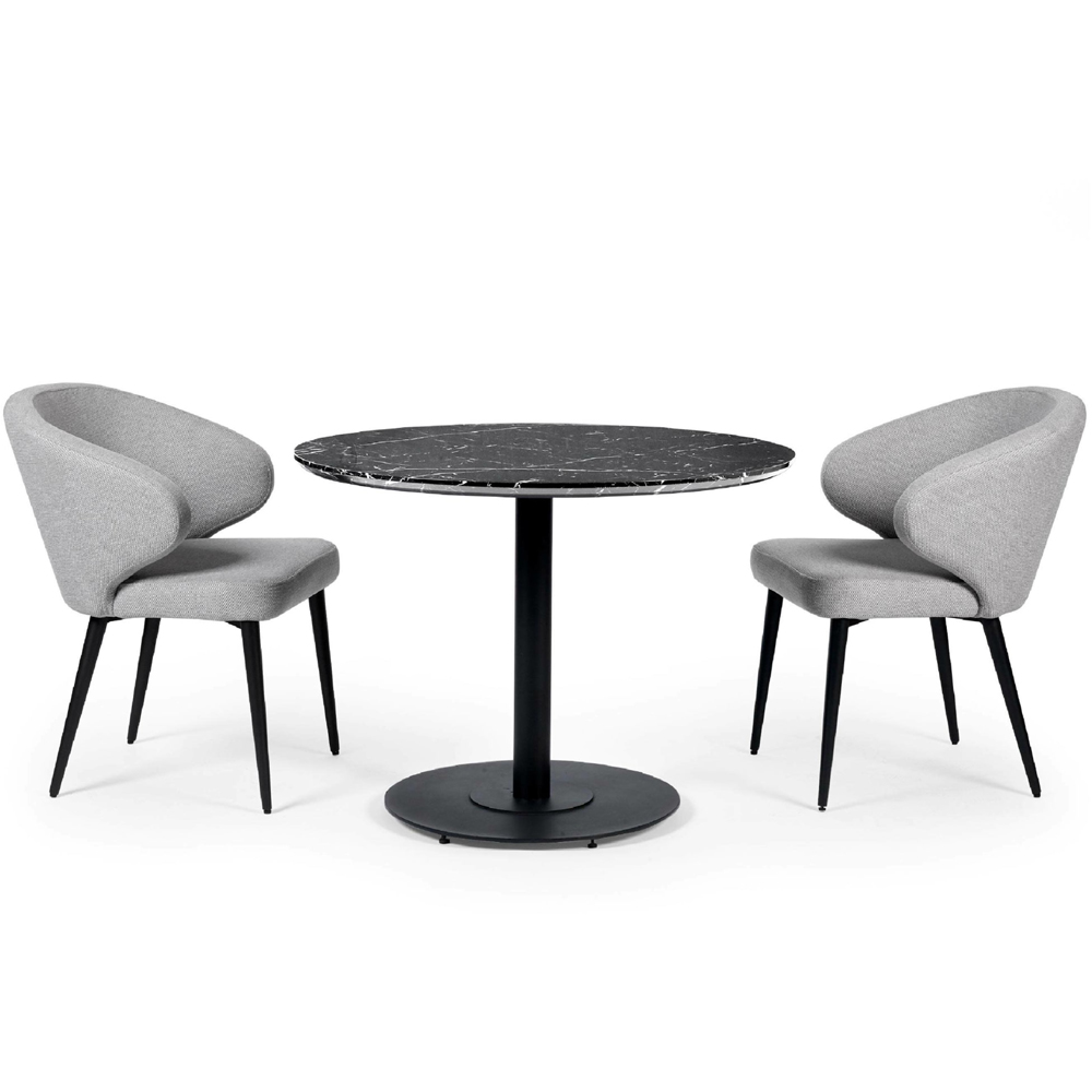 Julian Bowen Luca 2 Seater Marble-Effect Round Dining Table Black Image 4