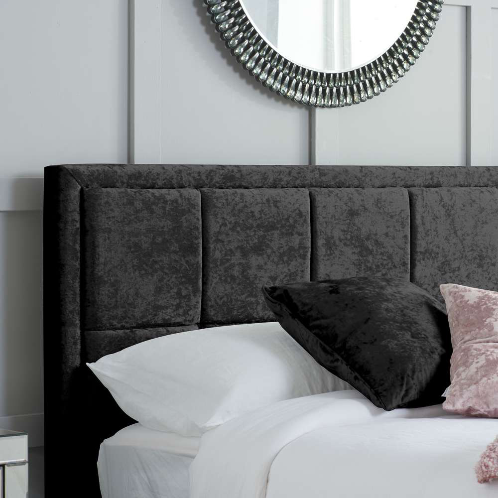 Hannover Small Double Black Velour Bed Frame Image 5