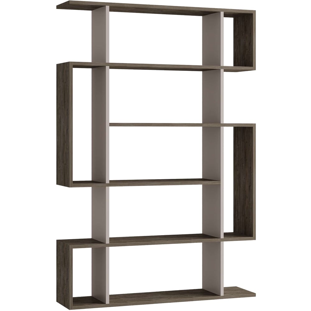 Decortie Mito Tall Dark Coffee and Mocha Grey Bookcase Image 2