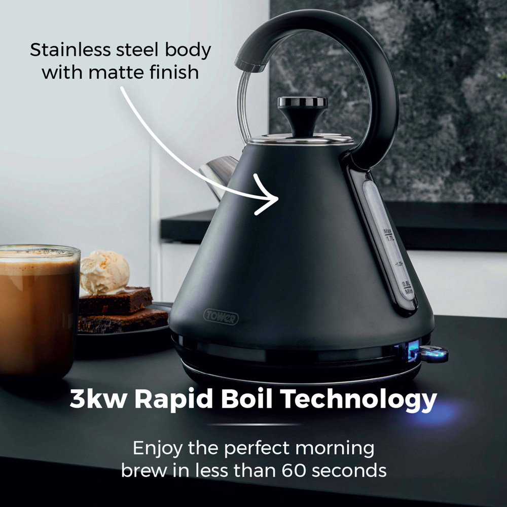 Tower Sera T10079BLK Black 1.7L Pyramid Kettle Image 4