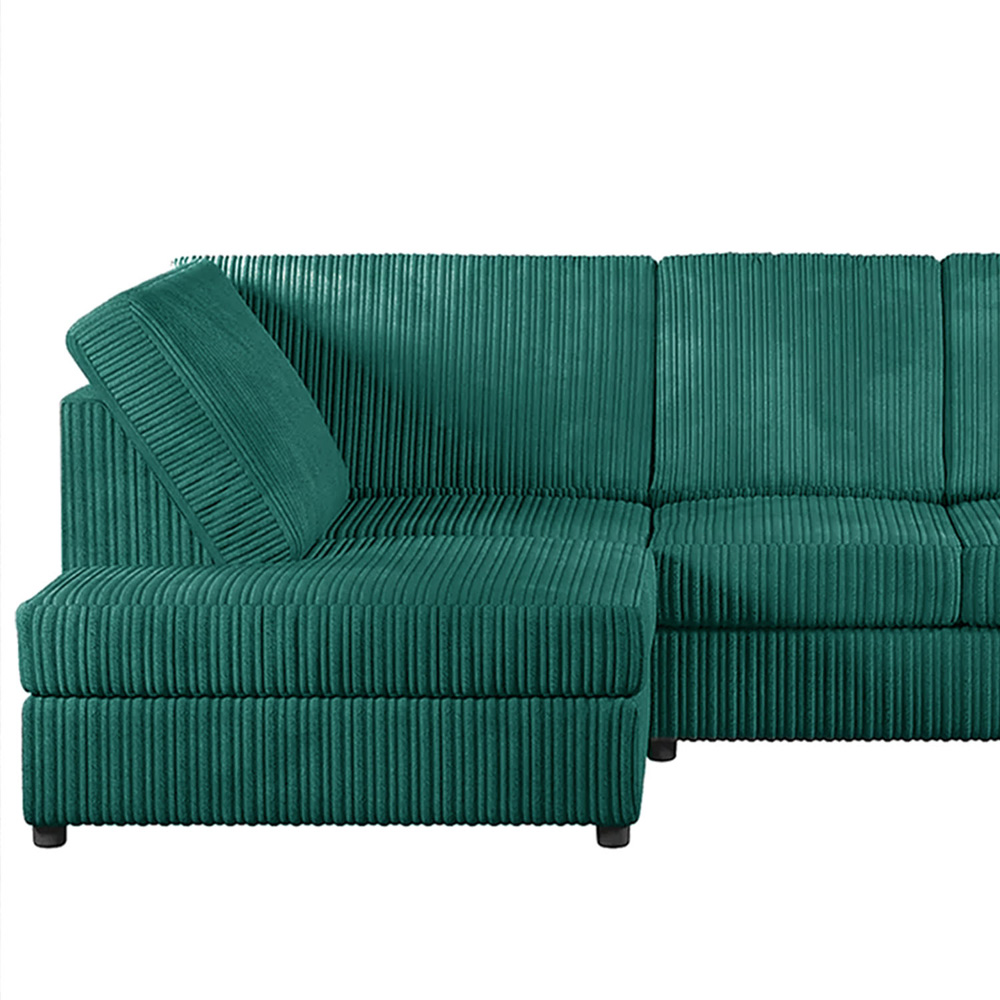Luxor 4 Seater Teal Jumbo Cord L-Shape Left Hand Corner Sofa Image 3