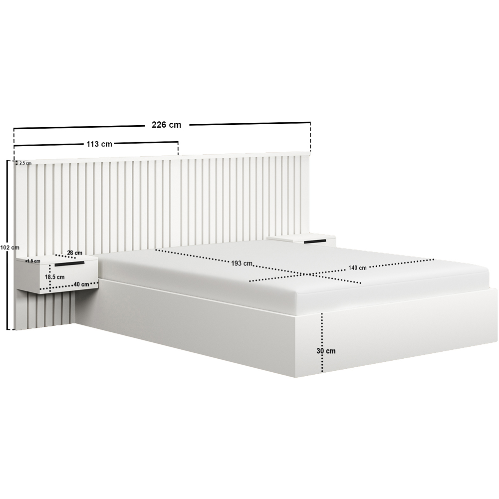 Solace+Co Taylor Double White Hotel Ottoman Bed with Side Table Image 6