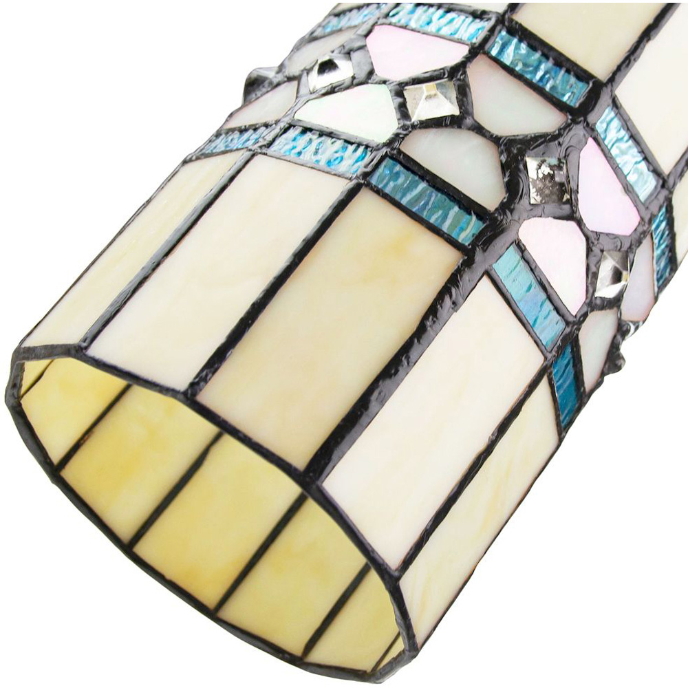 Happy Homewares Amber Glass Tiffany Pendant Shade with Bright Teal Strips Image 3