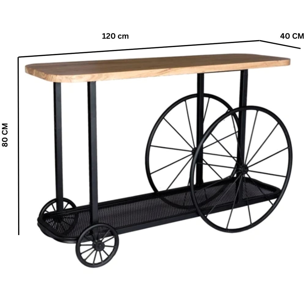 Brooklyn Clemet Single Shelf Wheel Console Table Image 7