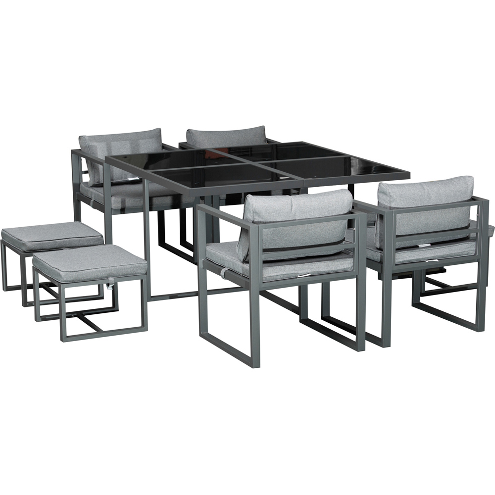 Outsunny 6 Seater Patio Dining Set Grey Image 2