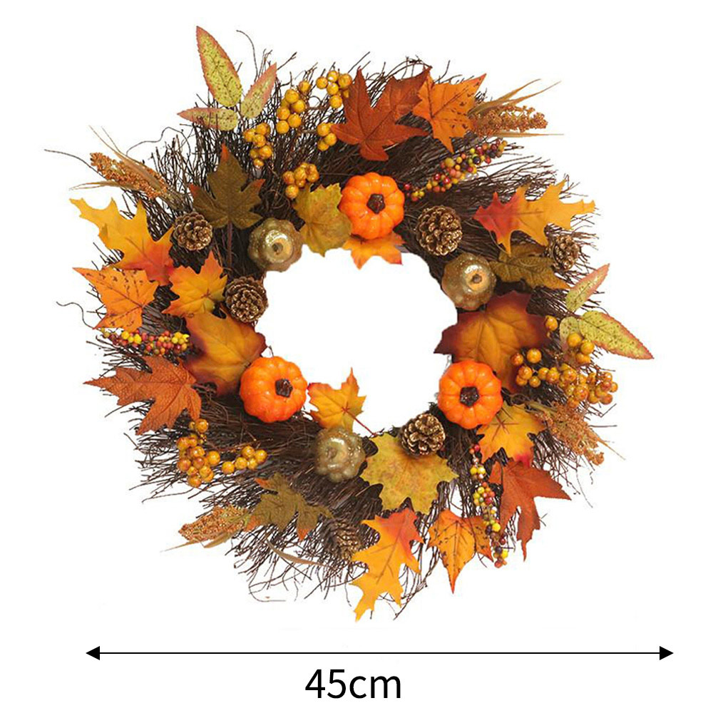 Living and Home Lighted Fall Pumpkin Door Wreath 45cm Image 9