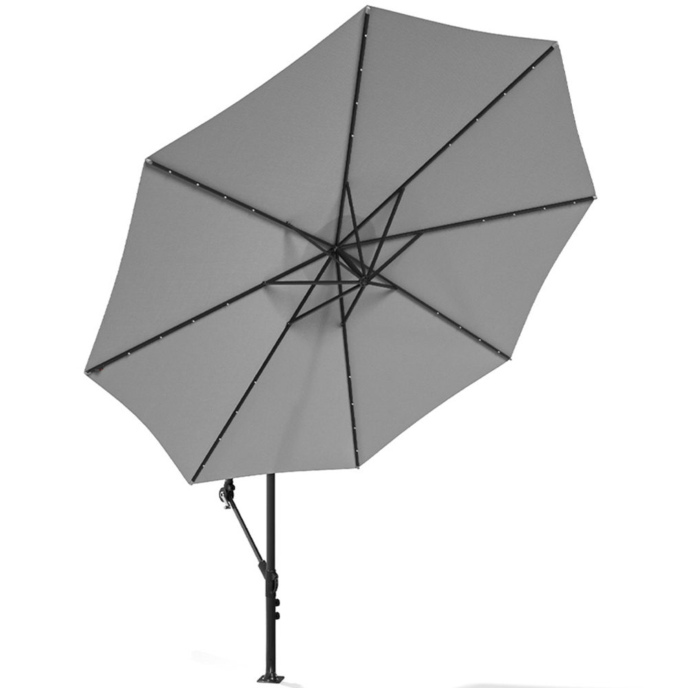Living and Home Grey 32 LED Crank and Lift Parasol Image 4