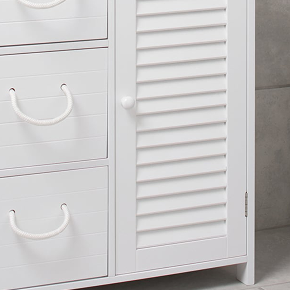 Kingston Single Door 3 Drawer White Floor Cabinet Image 6