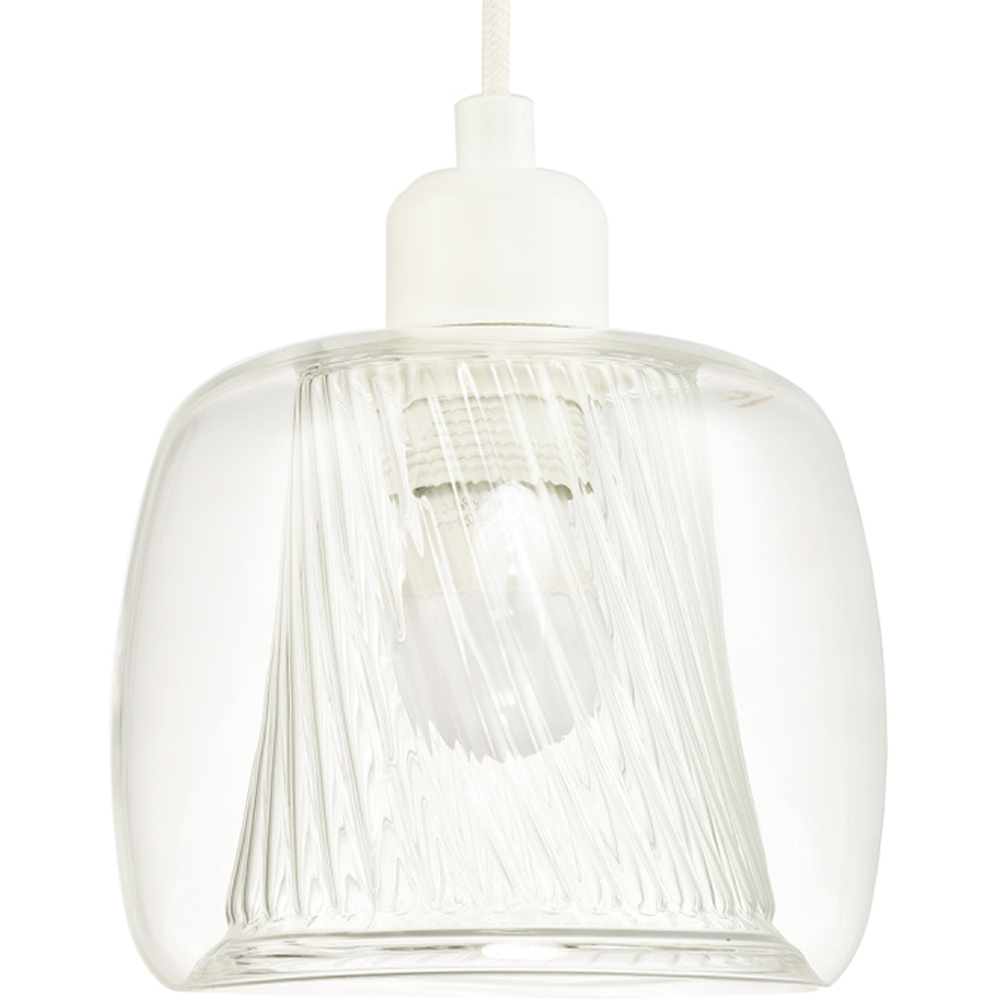 Happy Homewares Double Clear Glass Rounded Inner Ribbed Detail Pendant Shade Image 1