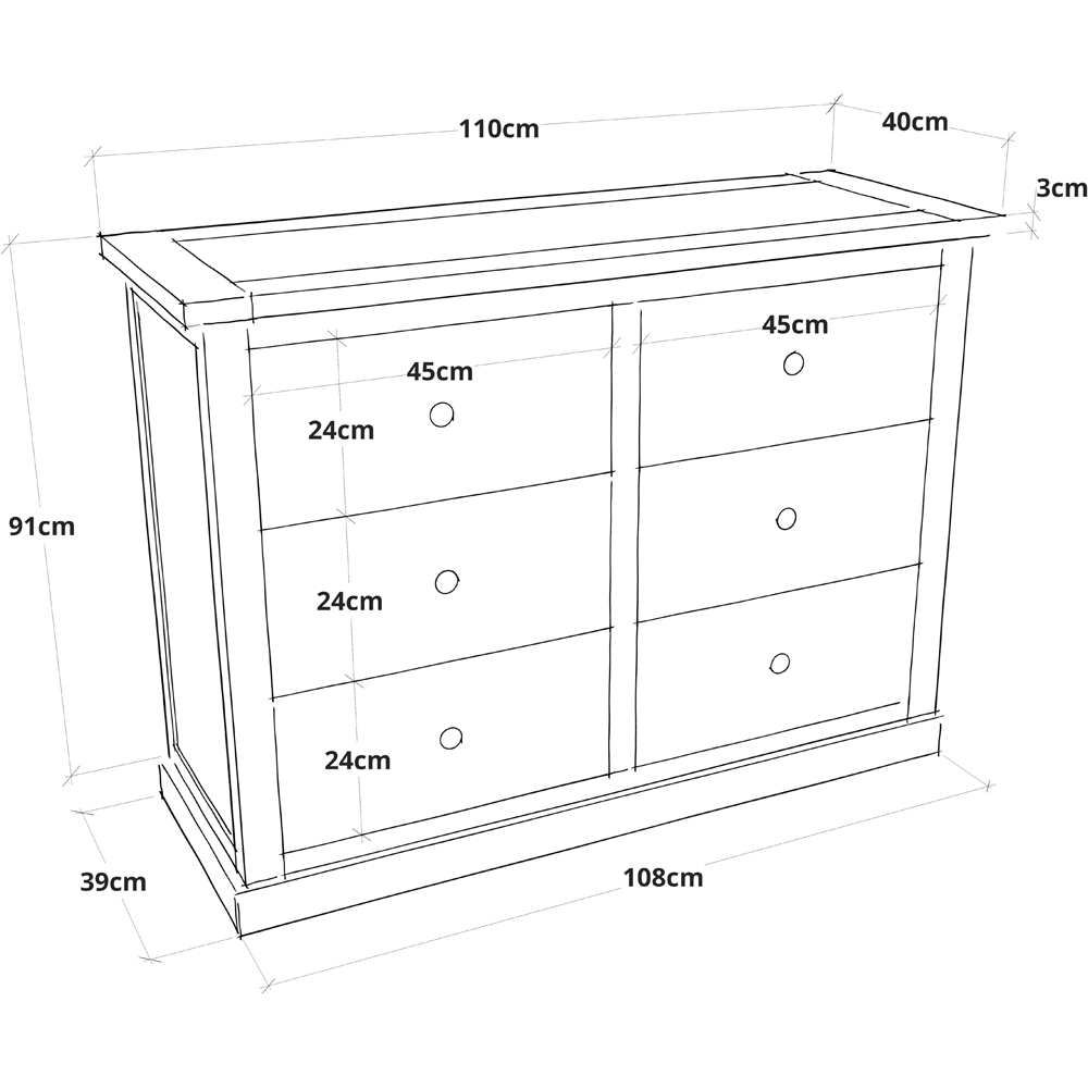 Cabinet Bits Lucca 6 Drawer Brown Wood Knob Chest of Drawers Image 9