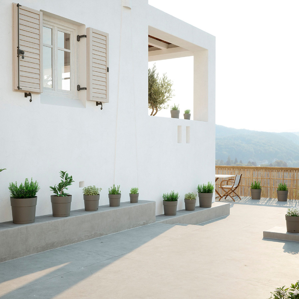 Artevasi Capri Taupe Wide Plant Pot with Water Reserve 30cm Image 2