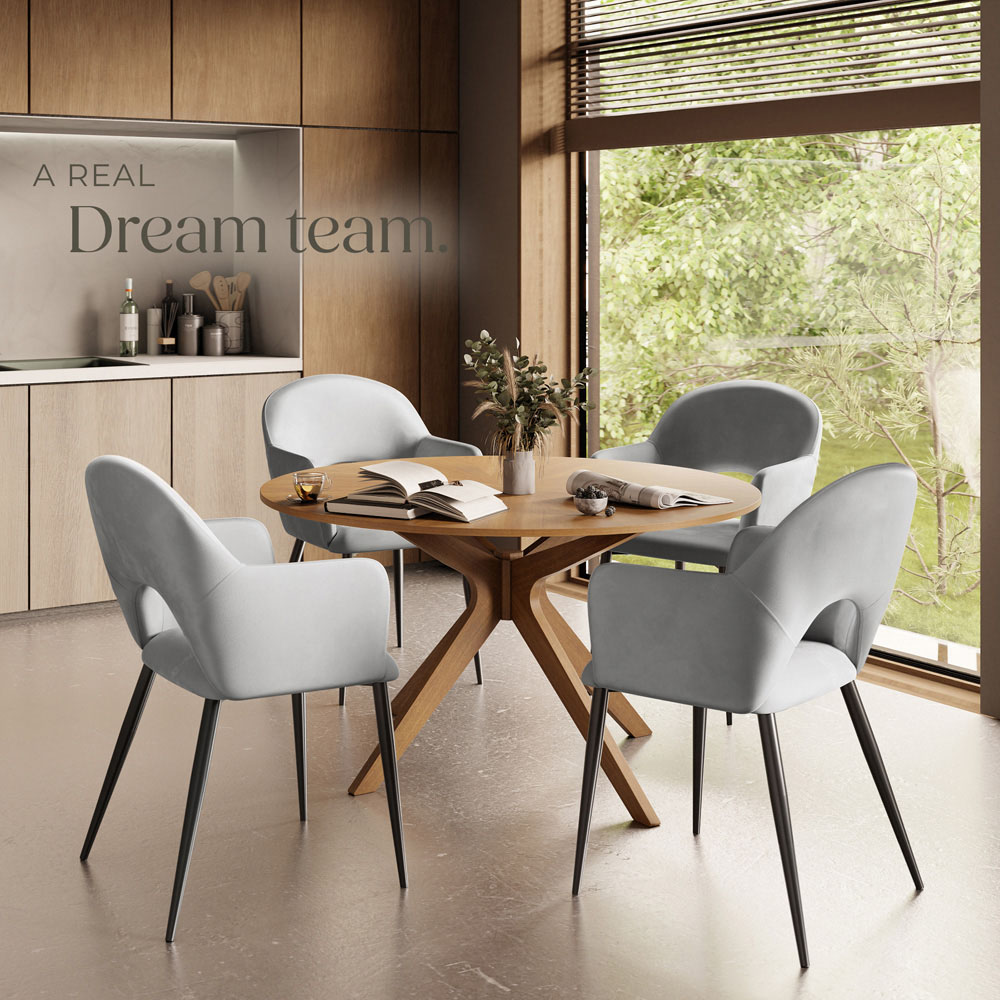 tectake Sasha Set of 4 Light Grey Dining Chair Image 8