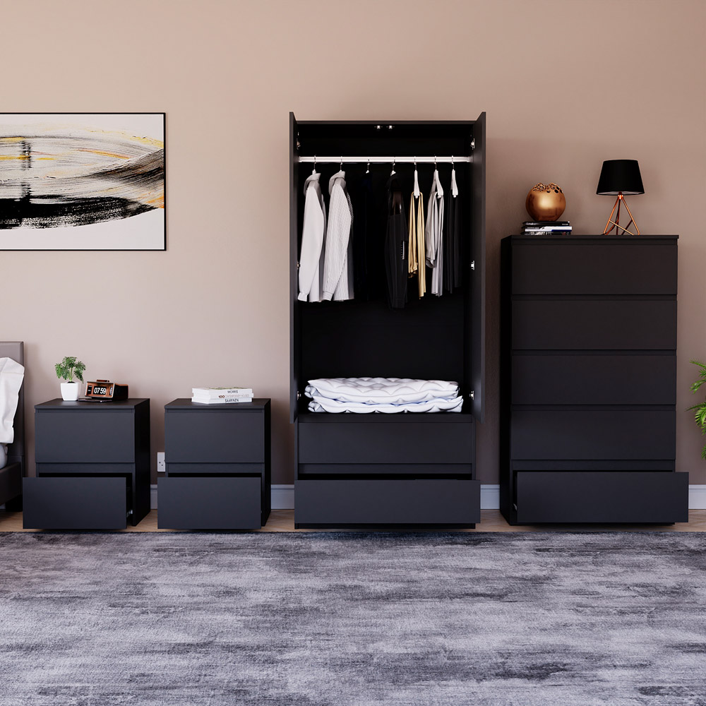 Vida Designs Denver Black 4 Piece Bedroom Furniture Set Image 3