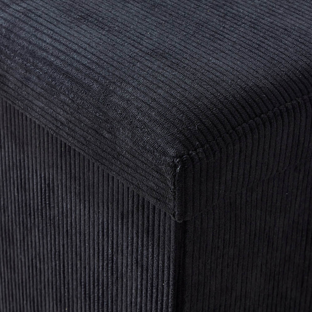 Home Source Black Corduroy Upholstered Folding Ottoman Image 5