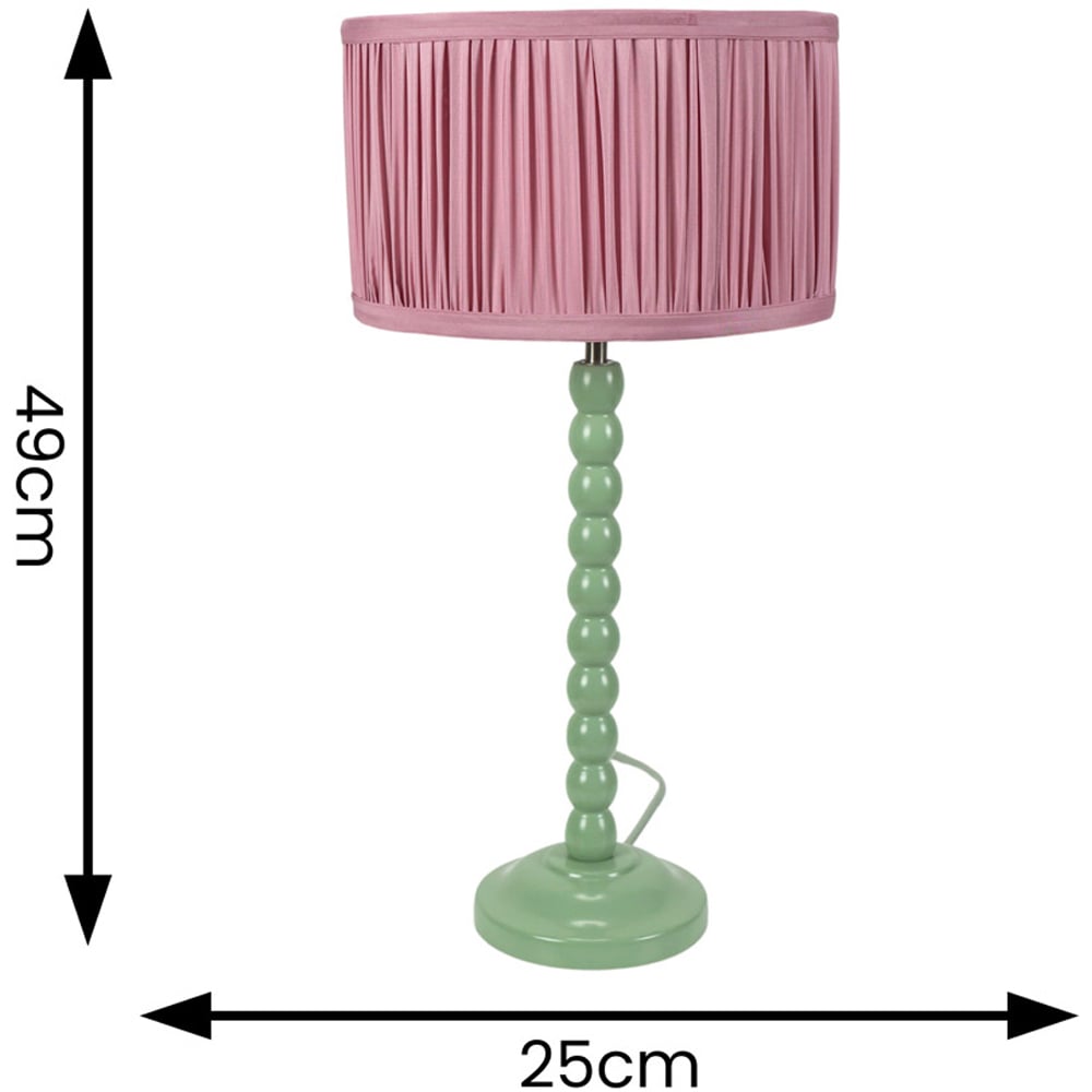 ValueLights Bobbins Ruched Pleated Blush Pink Drum Shade Sage Green LED Table Lamp Image 6