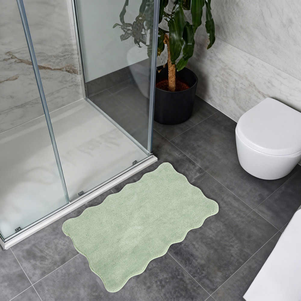 Scallop Bath Mat Sage Image 2