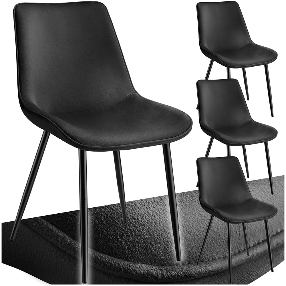tectake Monroe Set of 4 Black Dining Chair Image 2