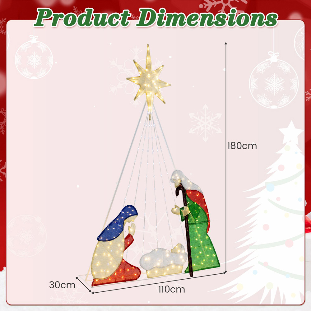 Costway Lighted Nativity Scene Holy Family Set Christmas Decoration 6ft Image 7