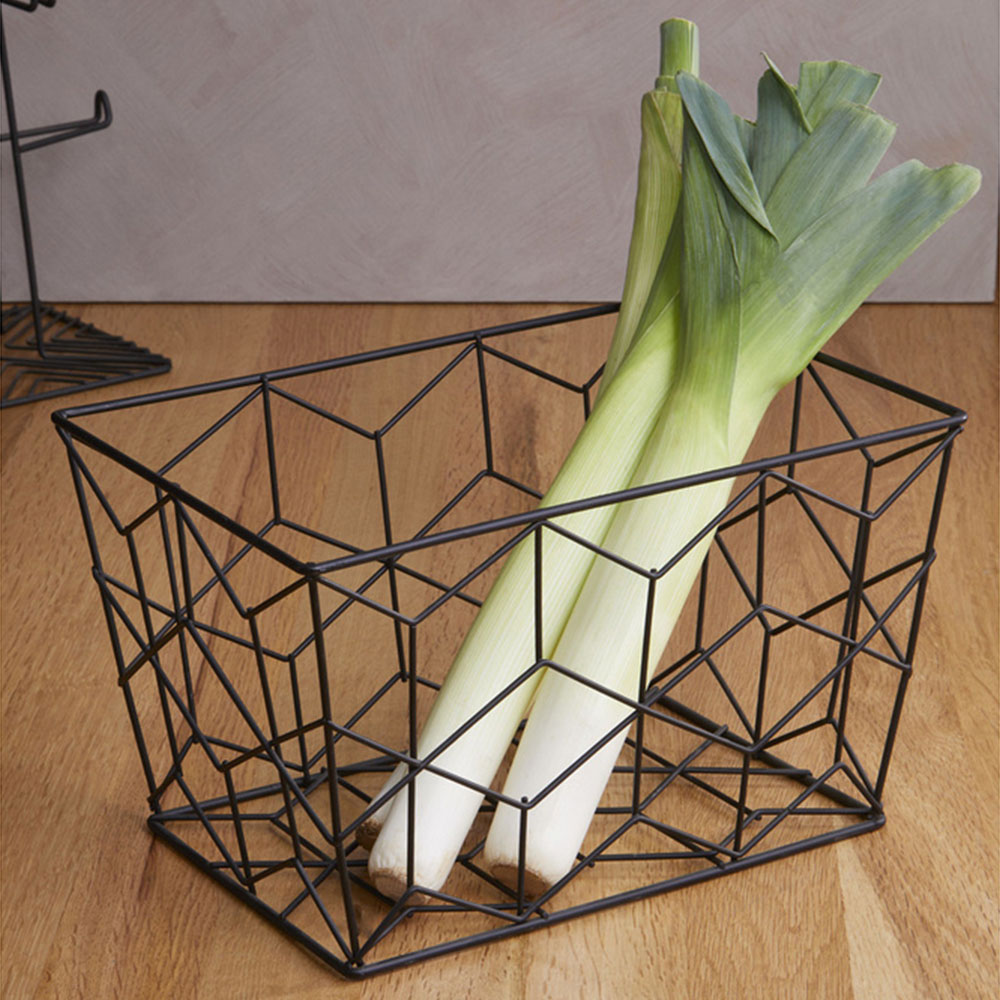 Premier Housewares Vertex Contour Matte Black Storage Basket Image 2