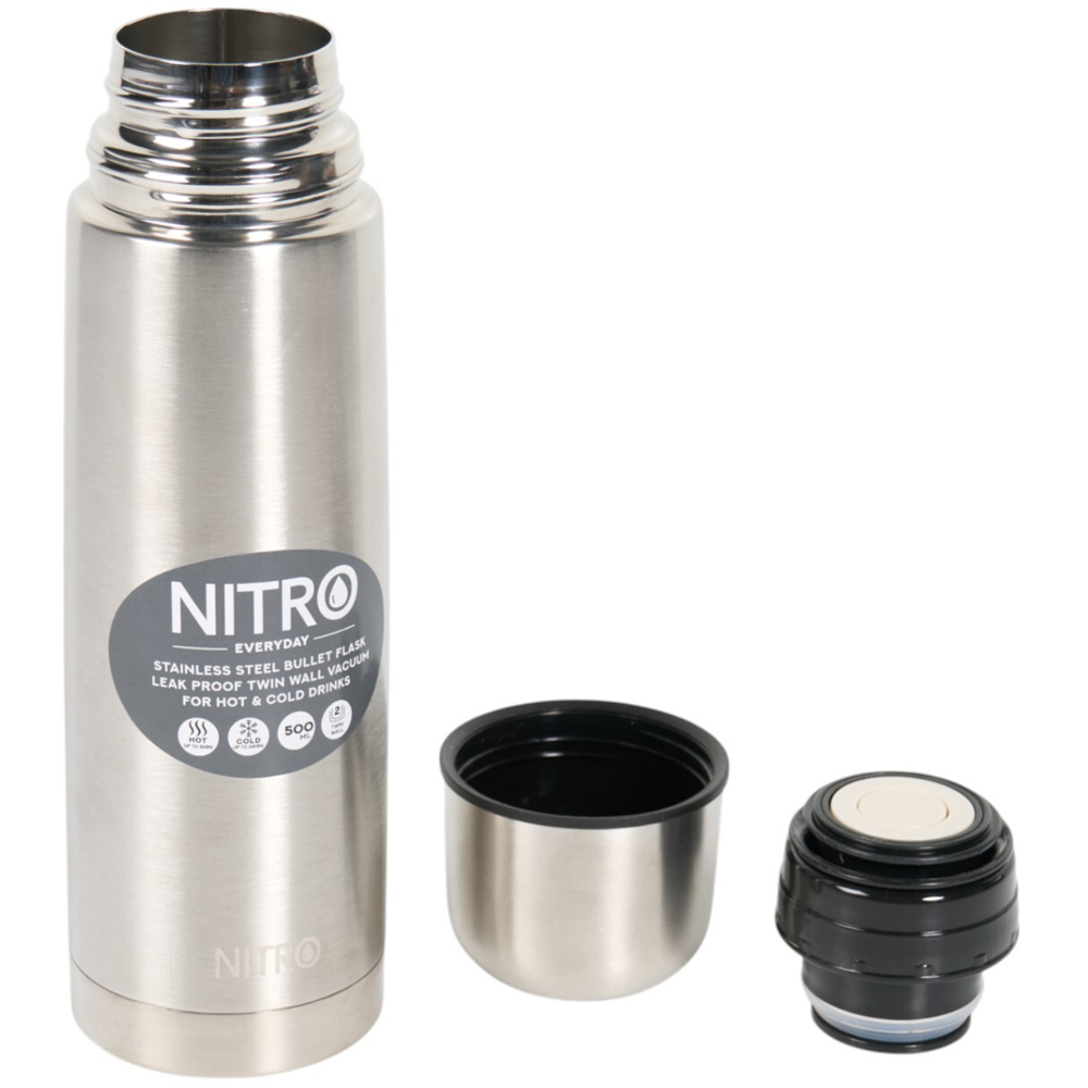 Nitro Stainless Steel Vacuum Bullet FlaskSilver500ml Image 3