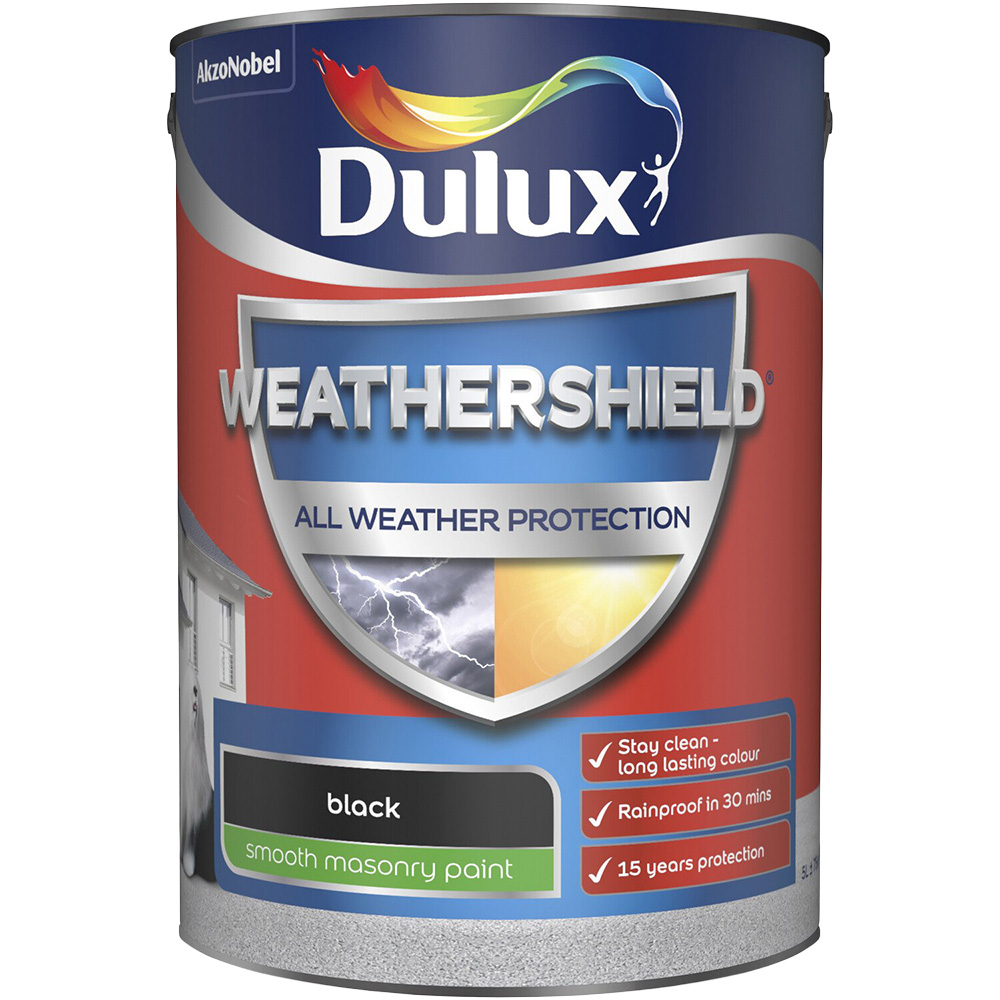 Dulux Weathershield All Weather Protection Smooth Masonry Paint 5L - Black Image 2
