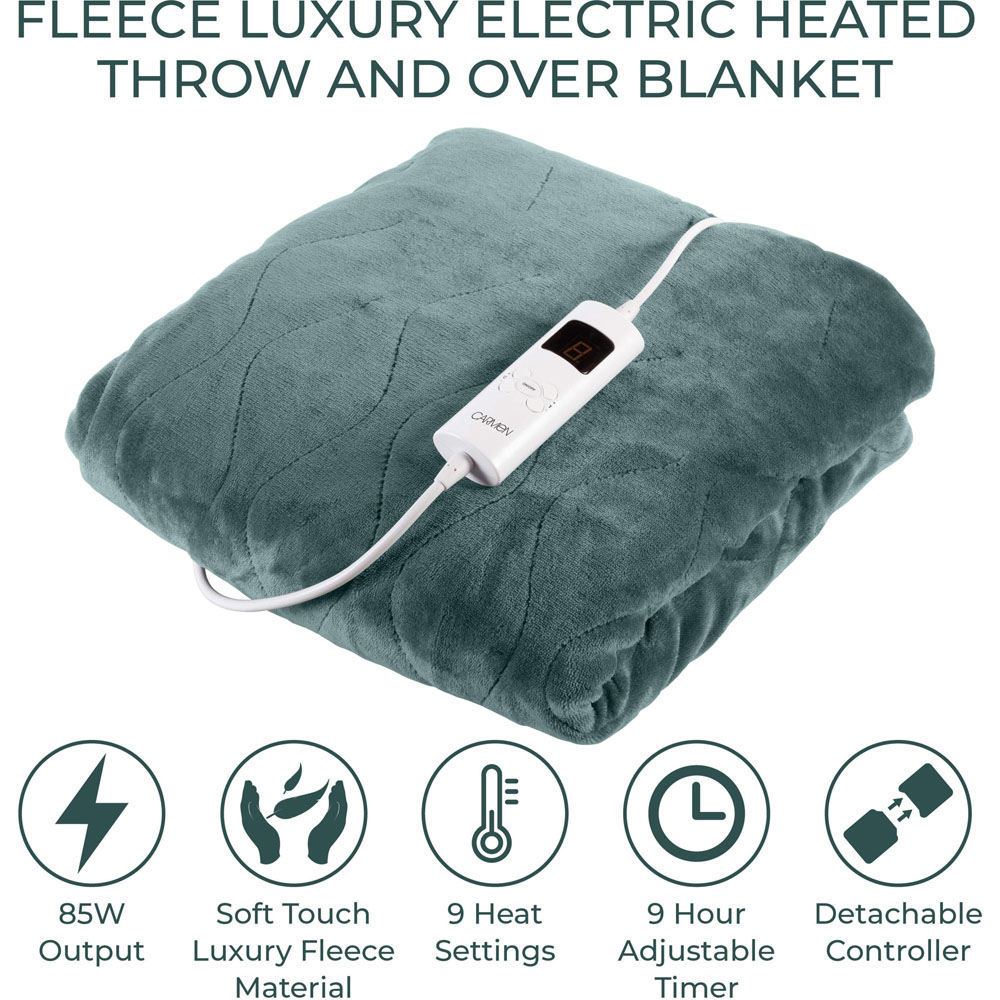 Carmen Green Fleece Electric Heated Throw Over Blanket 160 x 130cm Image 8