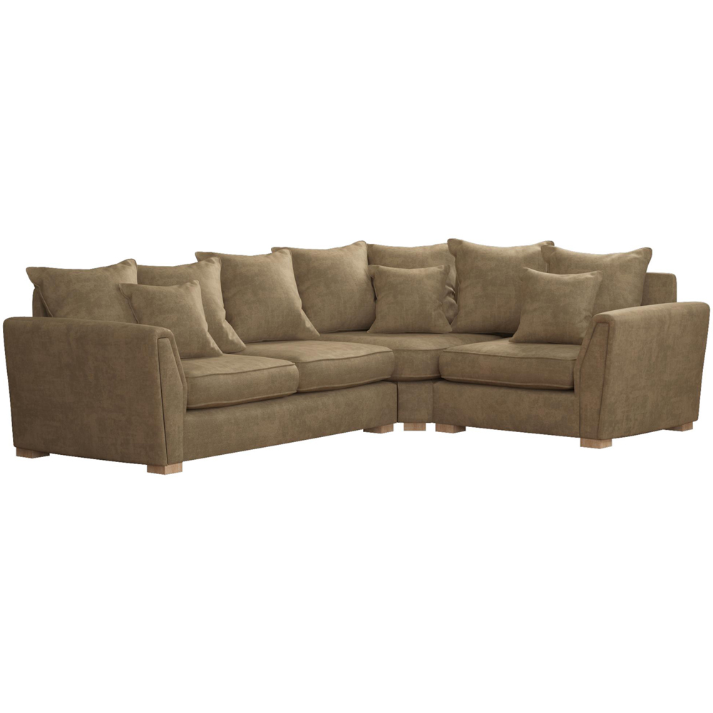 Wendleberry 3 Seater Mink Plush Velvet Scatter Back Right Hand Corner Sofa Image 2