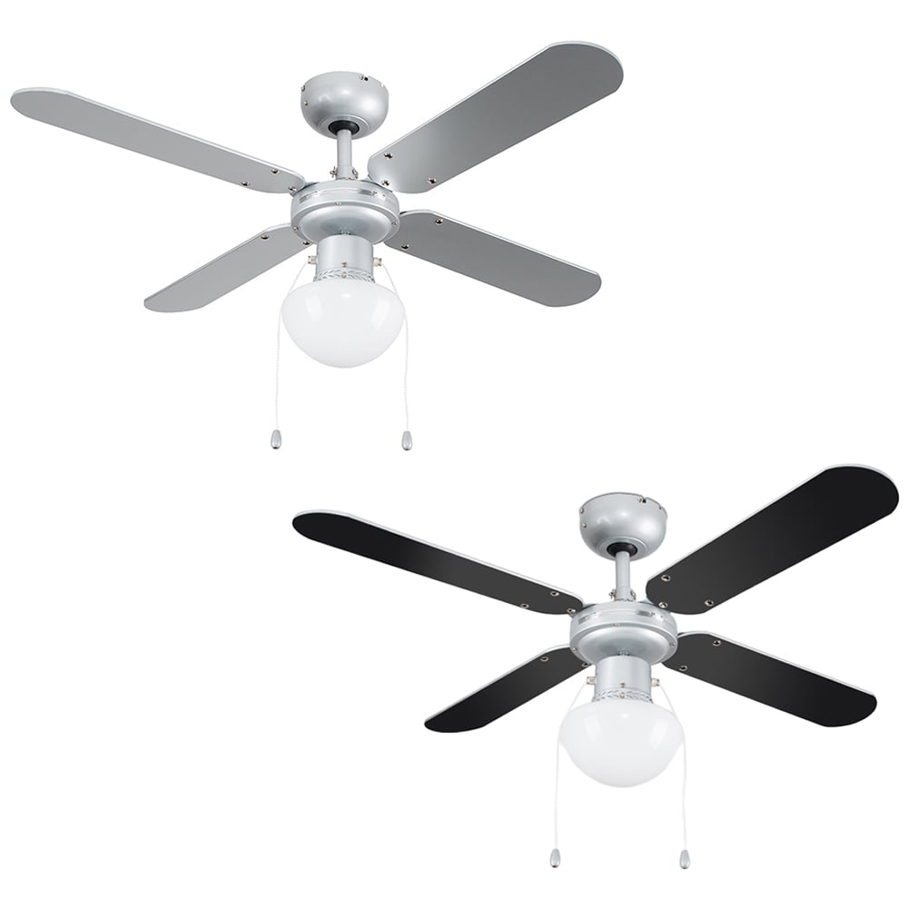 ValueLights Mirage Silver Ceiling Fan with Opal Glass Light Image 1