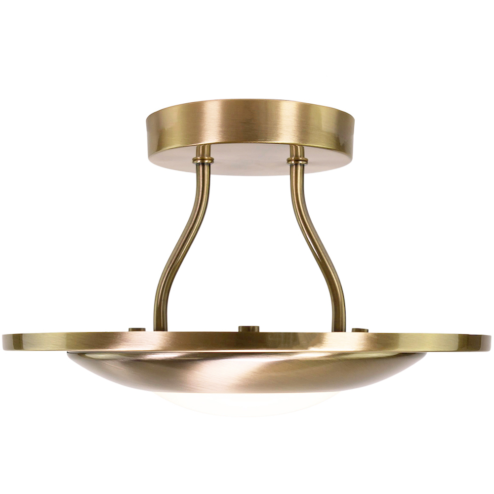 Happy Homewares Antique Brass LED Semi Flush Ceiling Light Image 6