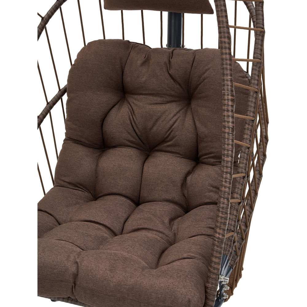 Living and Home Single Wicker Hanging Egg Chair with Cushion and Headrest Image 5