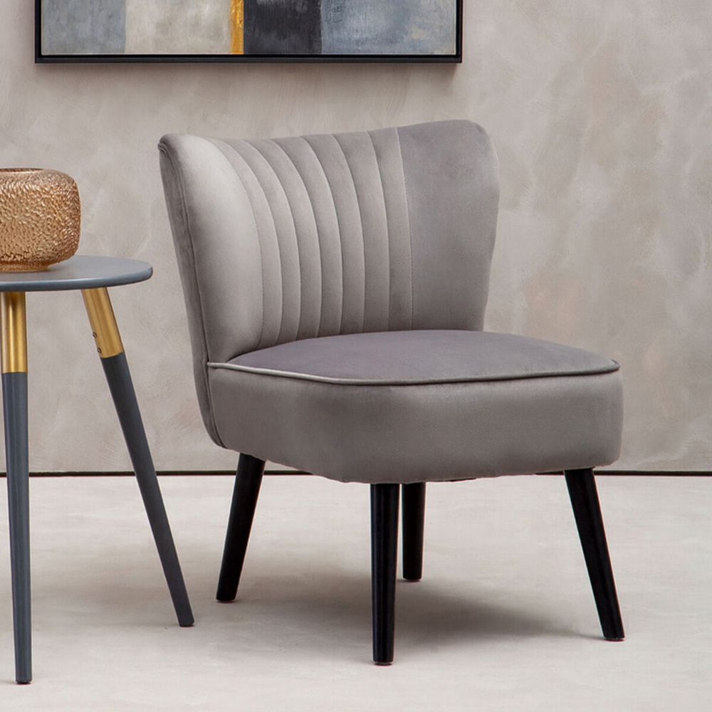 Premier Housewares Regents Park Black and Grey Velvet Accent Chair Image 6