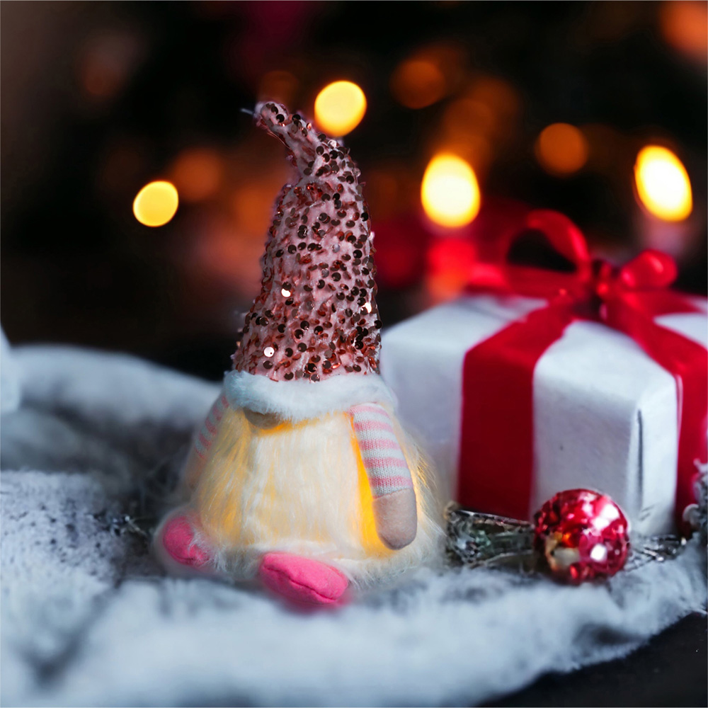 Xmas Haus Pink Sparkly Light Up Festive Gonk Decoration Image 2