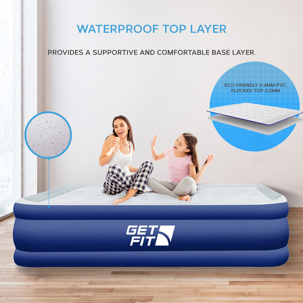 Get Fit Navy and White King Size Inflatable Air Bed with Built-in Electric Pump Image 3