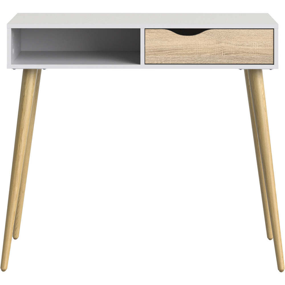Florence Single Drawer Single Shelf White and Oak Console Table Image 3