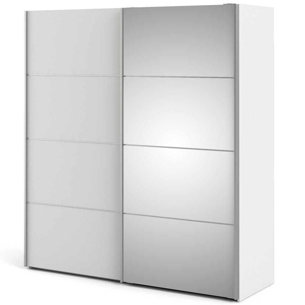 Verona 2 Door 2 Shelf White Mirrored Sliding Wardrobe Image 4