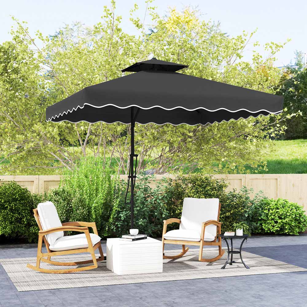 Outsunny 2 Tier Black Cantilever Parasol with Cross Base 2.5m Image 4