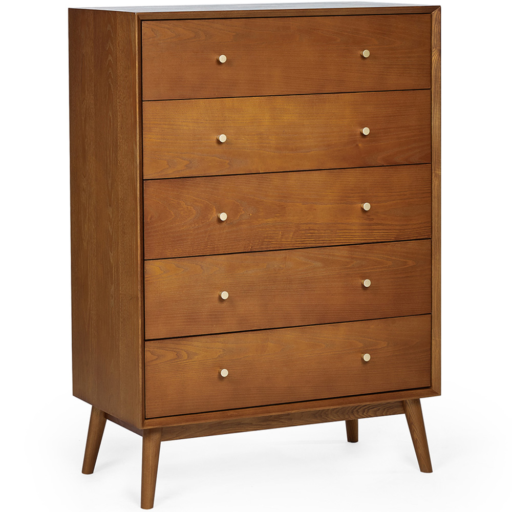 Julian Bowen Lowry 5 Drawer Cherry Ash Chest of Drawers Image 2