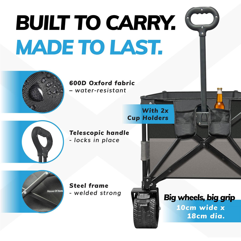 House of Home Black Folding Festival Trolley 120L Image 6