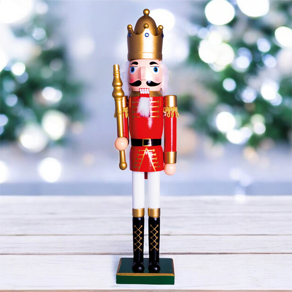 St Helens Red and Gold Classic Wooden Nutcracker Soldier 60cm Image 2