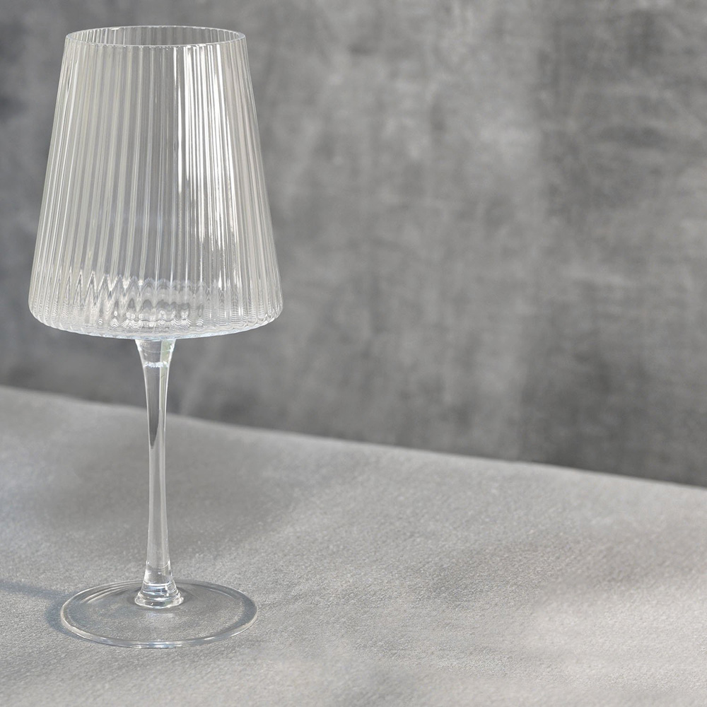 Pack of 4 Anya Ribbed Wine Glass - Clear Image 4