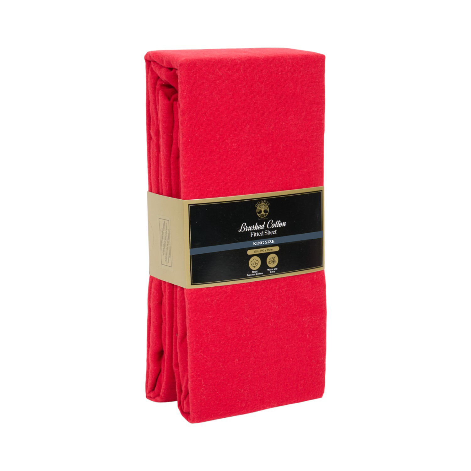 Cosy Brushed Cotton Fitted Sheet Red King Image 2