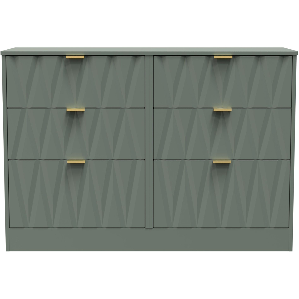 Crowndale Las Vegas 6 Drawer Reed Green Chest of Drawers Ready Assembled Image 3
