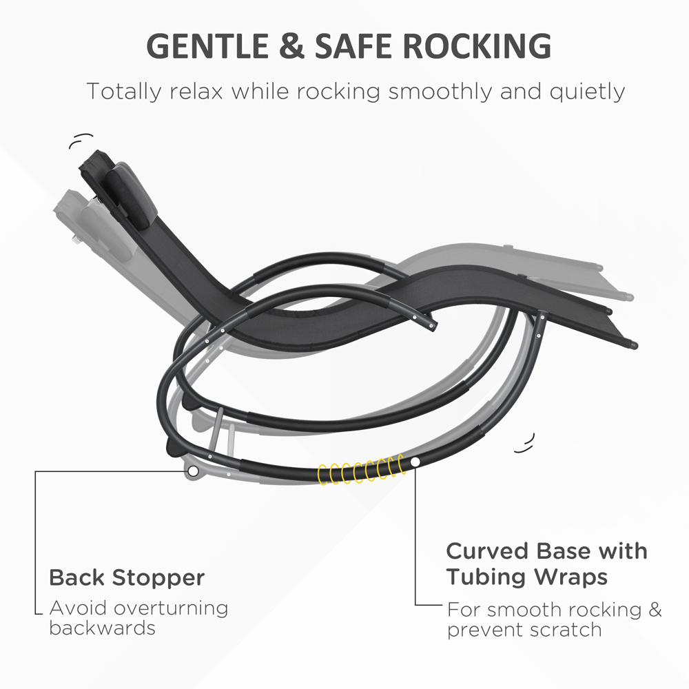 Outsunny Black Zero Gravity Chaise Rocking Chair with Padded Pillow Image 5